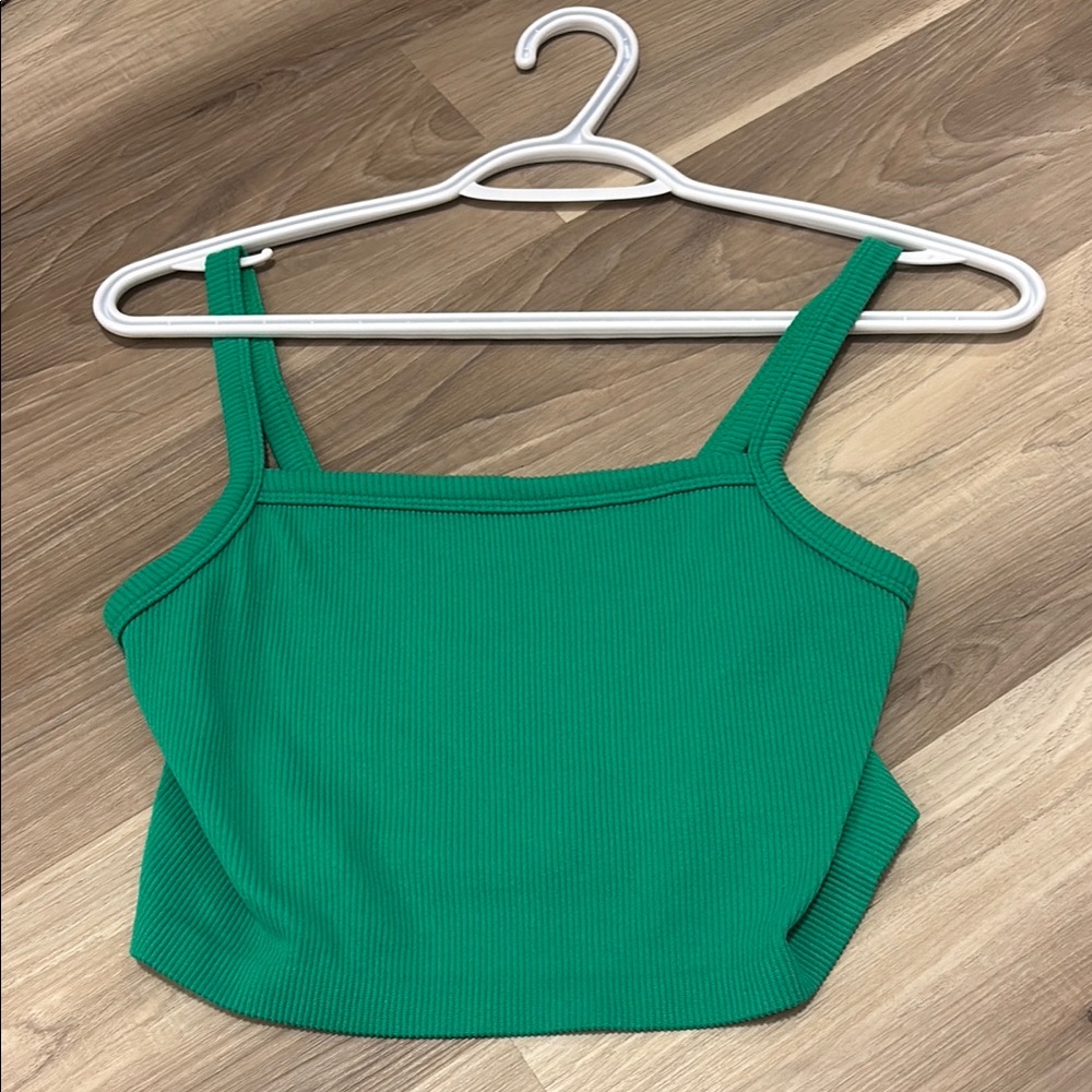 Green Ribbed Tank Top